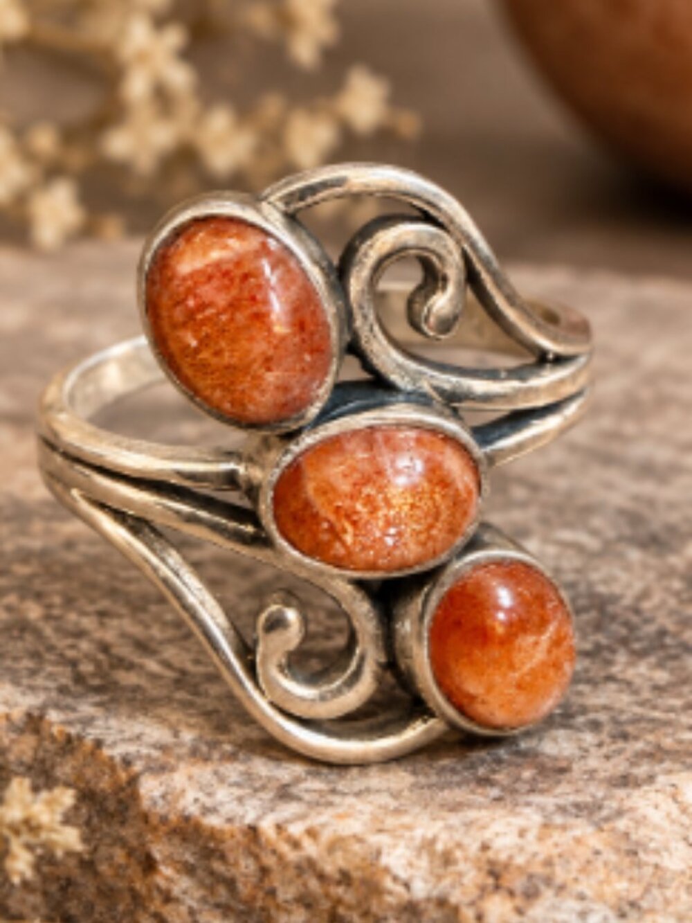 Sterling silver sunstone ring
